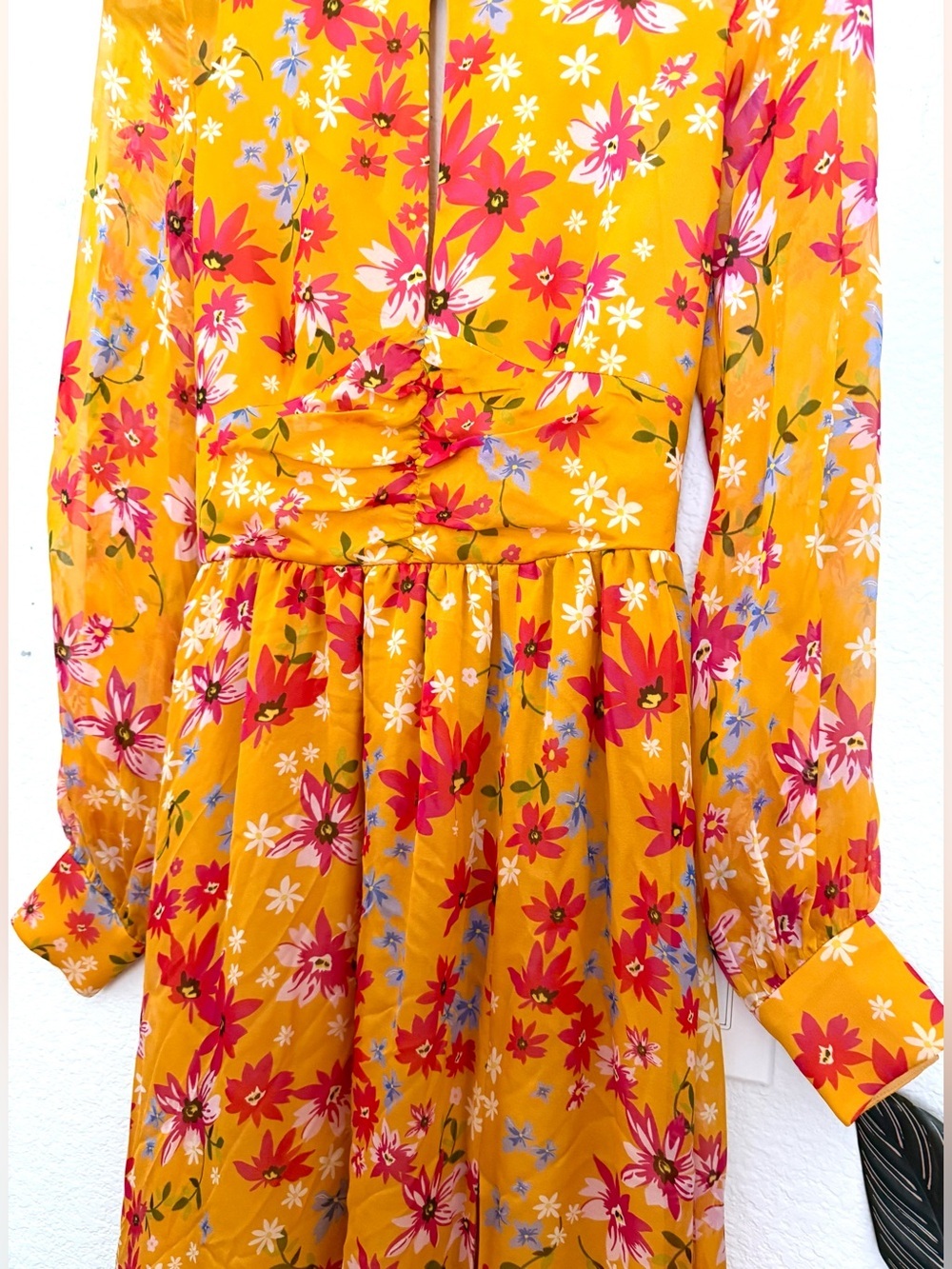 Sau Lee Carolina Gown Dress Yellow Multi Floral NWT Maxi Open Back Silk Size 4 - Picture 8 of 16